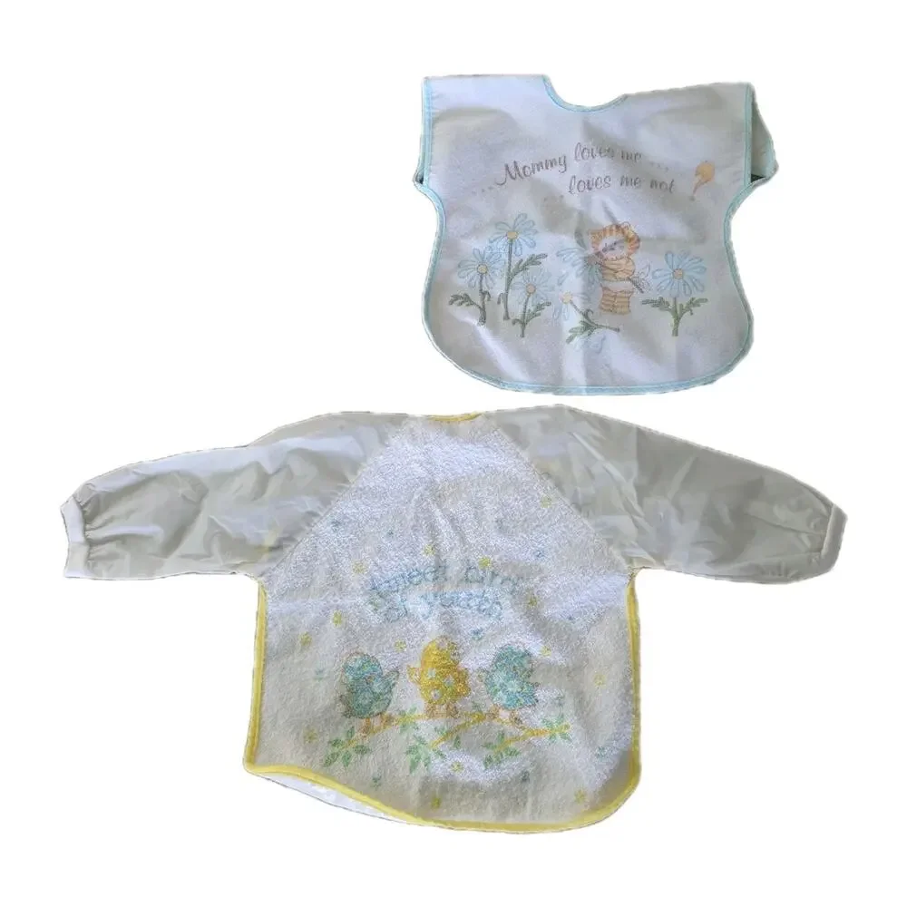 Vintage Baby Coverall Bibs Set Of 2 Long Sleeve Art 90s 80s Carters Pastel